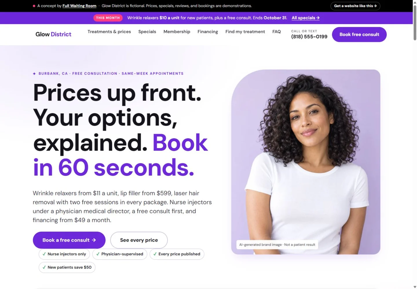 Glow District website design on desktop